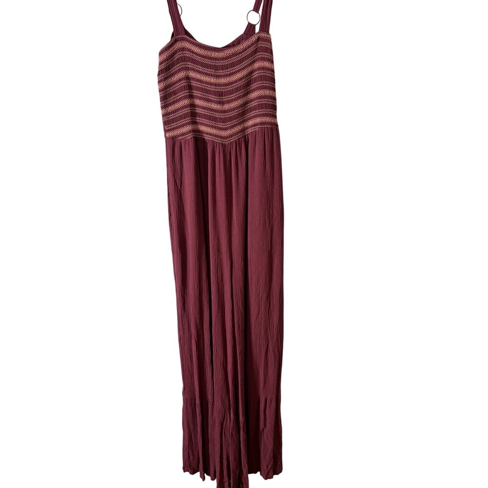 Coco + Jaimeson Boho‎ Embroidered Wide Leg Jumpsuit Plum Rayon Festival Romper